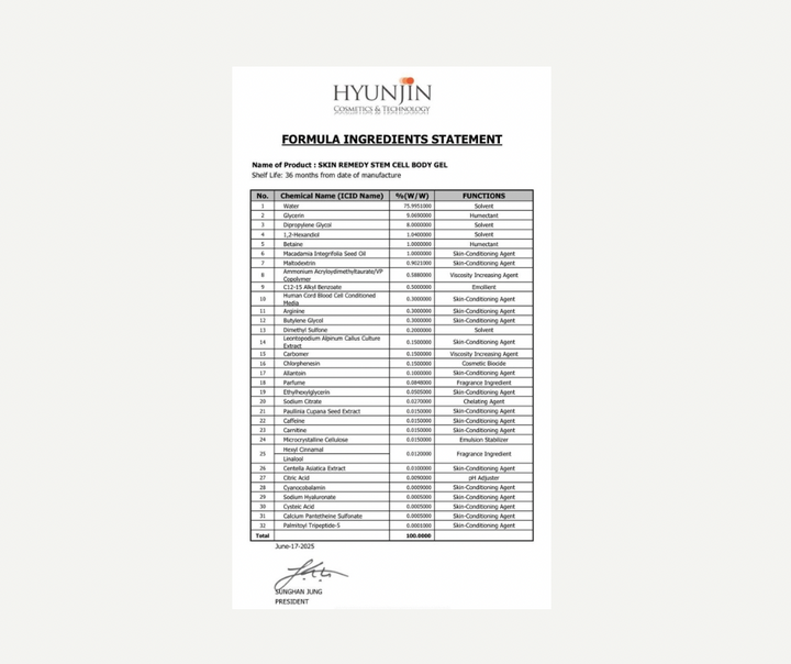 Skin Remedy Stem Cell Body Gel